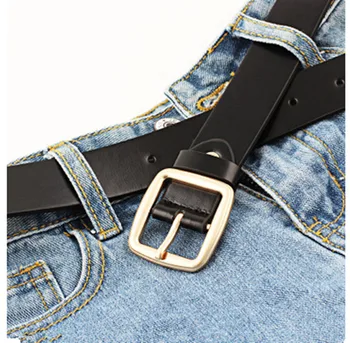 

Ladies Retro Belt Simple Vintage Students Square Buckle Fashion Casual Trend Wild Decorative Belt Metal Pin Buckle Belt Black