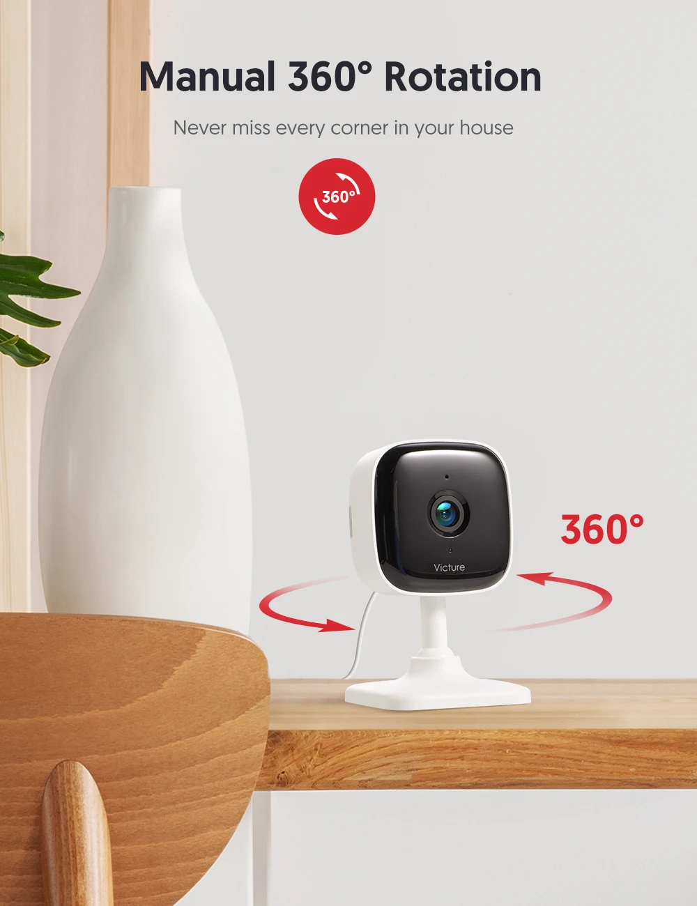 Victure PC440 WiFi , Baby Pet, 1080P Security Indoor Camera with 2-Way Audio, Manual Night Vision, Sound and Motion Monitor