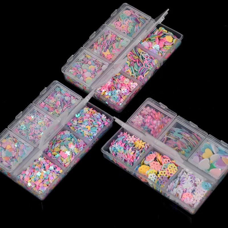 6Grid/Box Mixed Glitter Powder Sequins 3D Sequins Paillettes Party Craft Paillettes Party Craft DIY Nail Arts Wedding Decoration sequins jewelry accessories,sequins accessories,sequin sewing accessories,sequin embroidery accessories,sequins for crafts,nail art decor