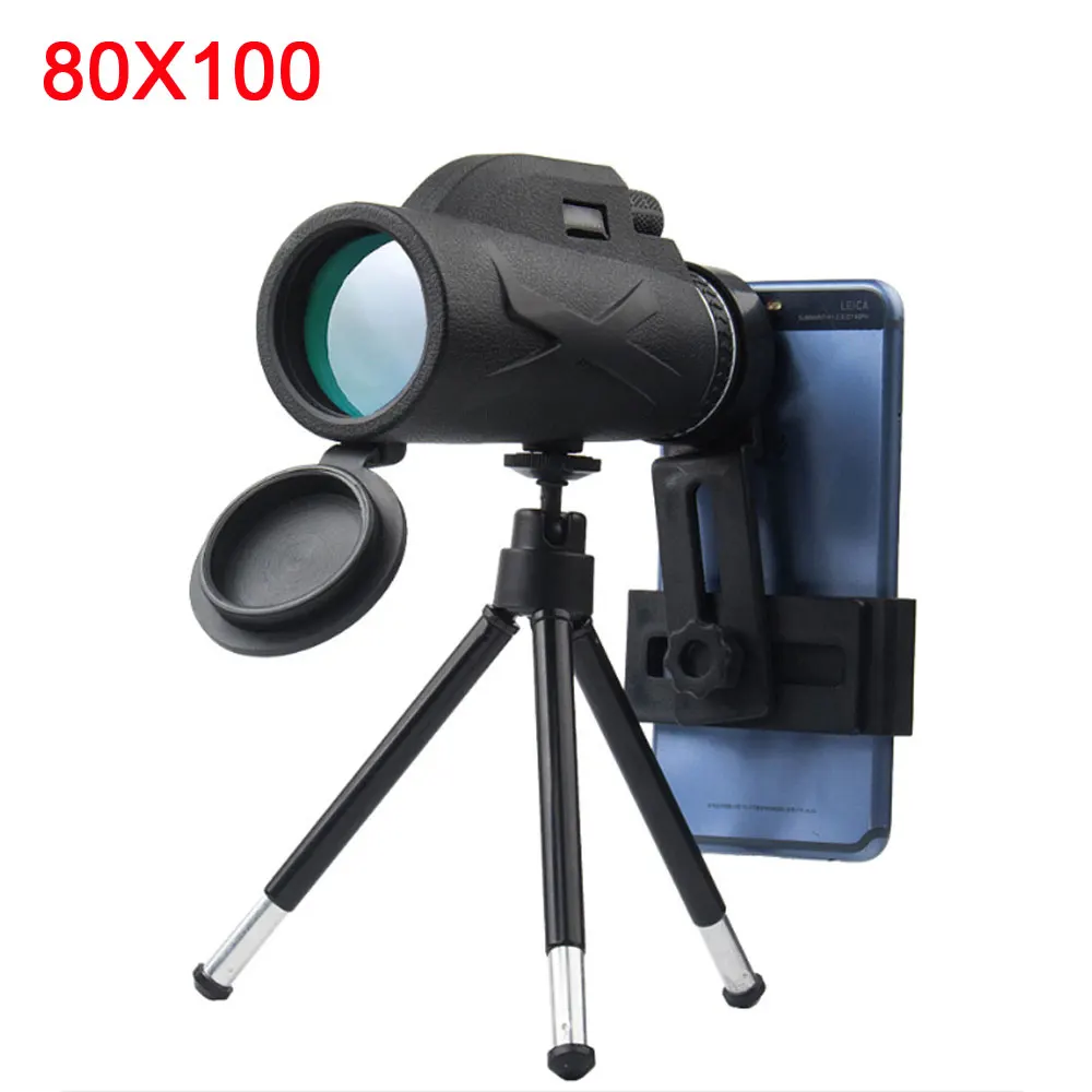 Мощные телескопы 80x100 ночное видение Монокуляр зум оптический spyglass для туризма