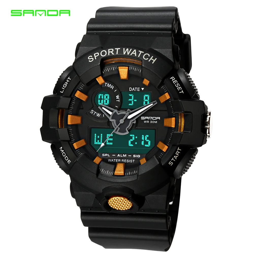 

SANDA 2019 LED Digital Military Watch Clock Dual Display Digital luminous Waterproof Running Digital Watch relogio mens gifts