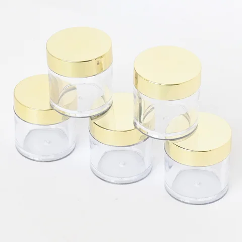 Pot Pet empty powder box 10ml empty cosmetic jar With Gold Cap x10g clear-sided jars with gold cover&*&