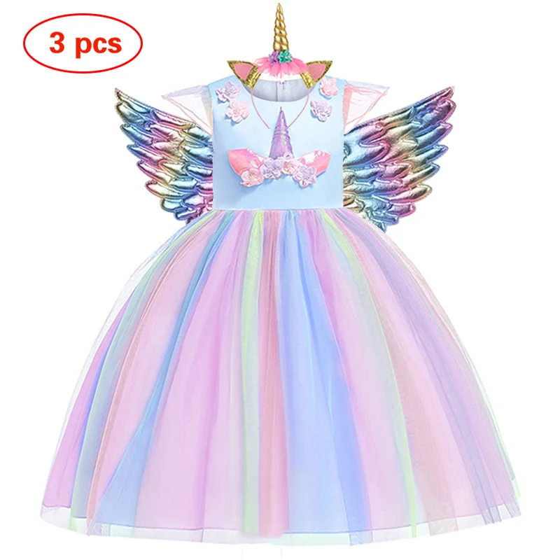 Платье-пачка с единорогом для маленьких девочек; Пастельное Радужное платье принцессы для девочек на день рождения; Детский костюм на Хэллоуин с единорогом для выступлений
