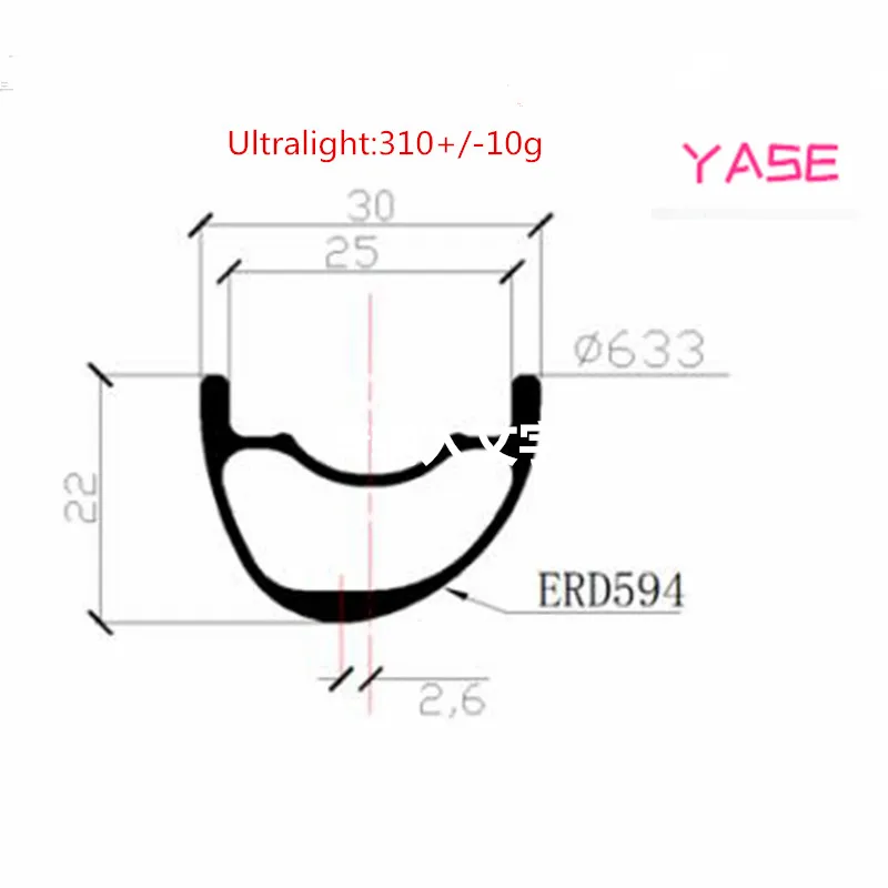 YASE 29er сверхлегкие Углеродные Диски для горных велосипедов обод 30x22 мм Асимметричный бескамерный велосипедный Руль стальной диск MTB Диски ERD 597 мм 310 г