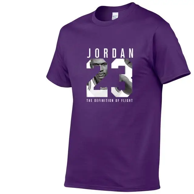 Новая брендовая одежда Jordan 23 Мужская футболка Swag Хлопковая мужская футболка с принтом Homme fitness Camisetas хип-хоп Футболка - Цвет: Purple 76