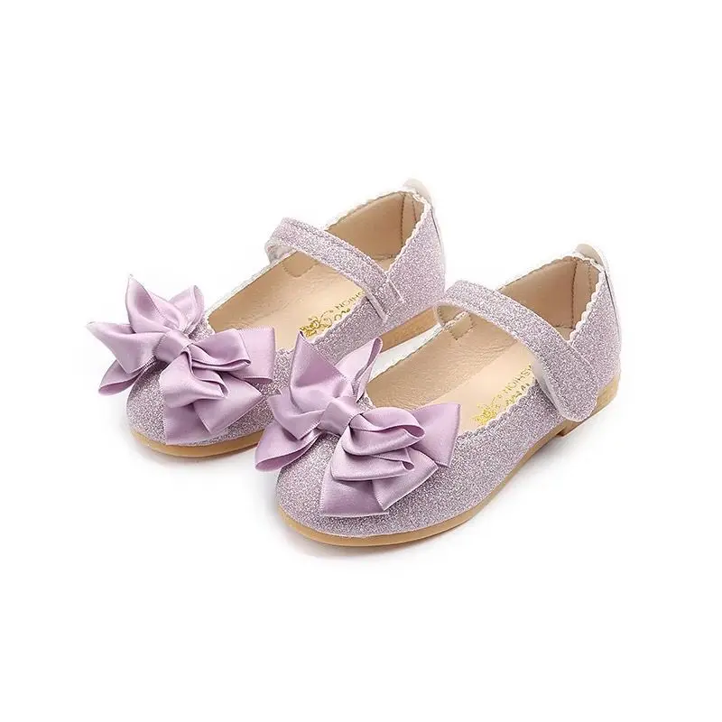 Spring New Children\'s Princess Shoes Girls Single Shoes Children\'s Bright Leather Girls Bow Flat Shoes Kids Small Leather Shoes