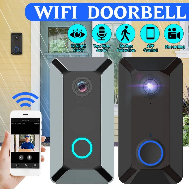 Wi Fi видео дверной звонок 1080P Беспроводной Смарт Секьюрити Камера 2 way Talk пассивный