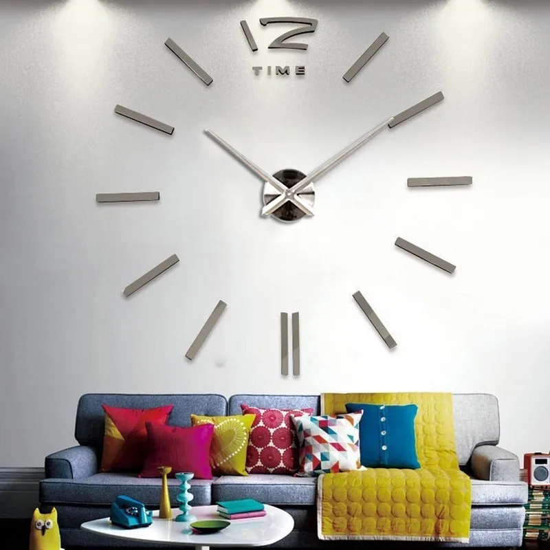 3D часы наклейка декоративные настенные часы акриловая Зеркальная Наклейка s клейкие настенные часы Лофт для дома Saati Reloj De Pared