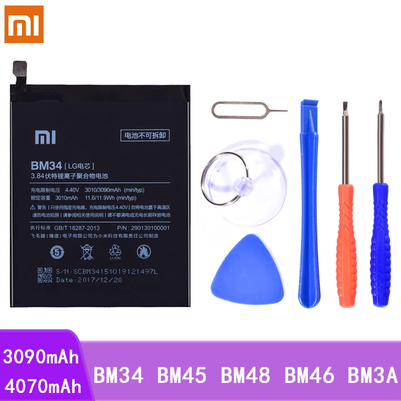 Оригинальный аккумулятор BM34 BM45 BM48 BM46 BM3A для Xiaomi Mi Note3 Note2 Redmi Note 2 3 литий-полимерный