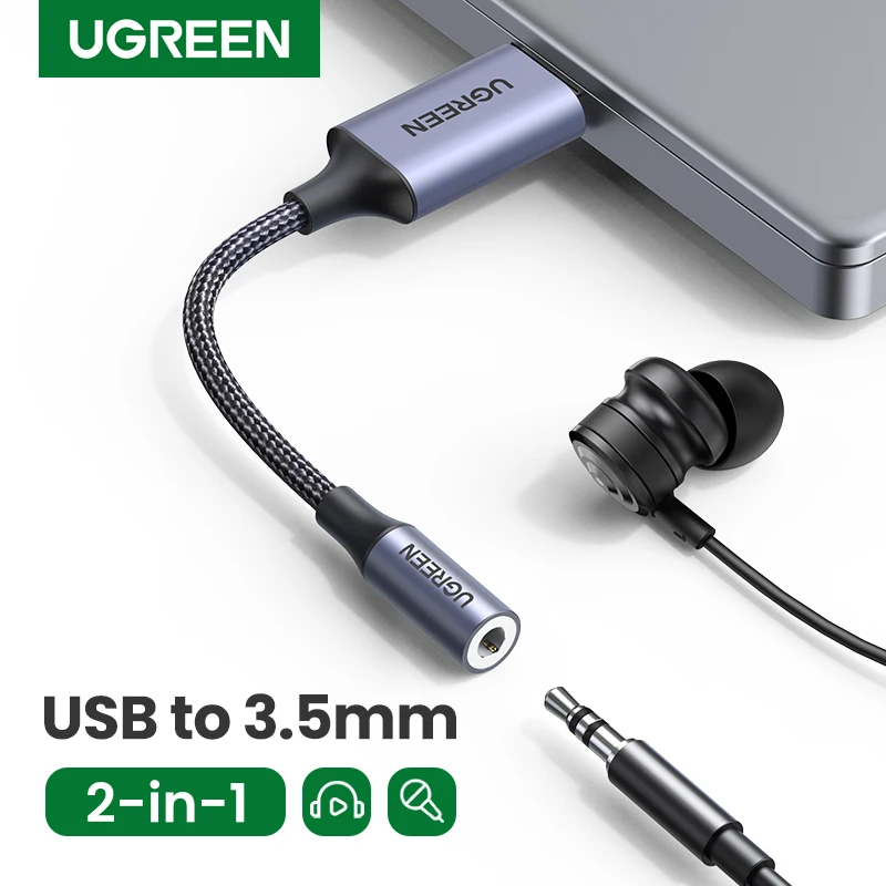 UGREENSoundCardUSBtoAudioInterface35mmAudioCardforPCLaptop