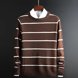 Новинка 2019, модный брендовый свитер для мужчин, пуловер с круглым вырезом, облегающий джемпер, вязаная теплая Осенняя повседневная одежда в