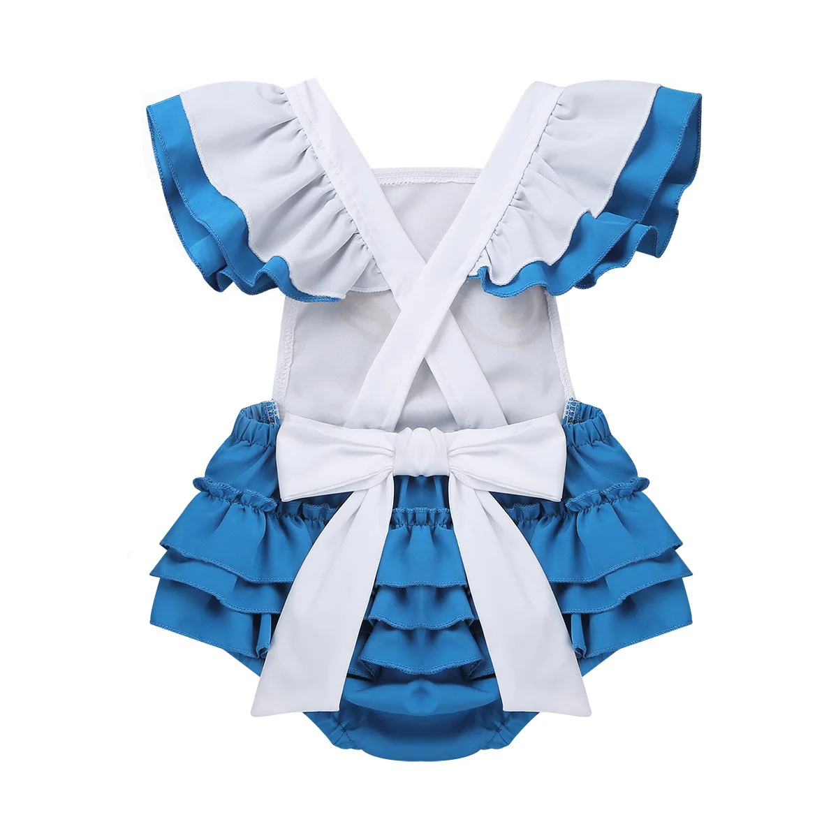 Infantil Baby Girls Fancy Flutter Sleeves Letters One Sweet-heart Pattern Printed Romper For Carnival Cosplay Party Costume