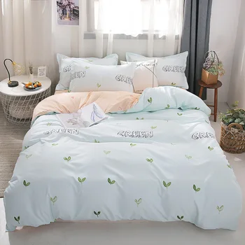 

Liv-Esthete Bedding Set Green Sheet Bed Cover Flat Sheet Bedspread Adult Student Bed Linen Set Double Family Home Decor School