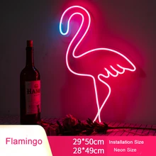 Светодиодный неоновый светильник в виде фламинго, гибкий неоновый светильник ручной работы с логотипом пивного бара