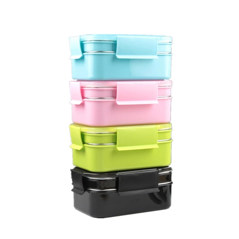 High Quality Lunch Box Stainless Steel Double Layer Food Container Portable For Kids Kids Picnic School Rectangular Bento Box