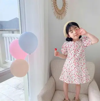 

2020 Korea Style Baby Girls Printed Dress Summer Kids Girls Dresses 1-6 Years