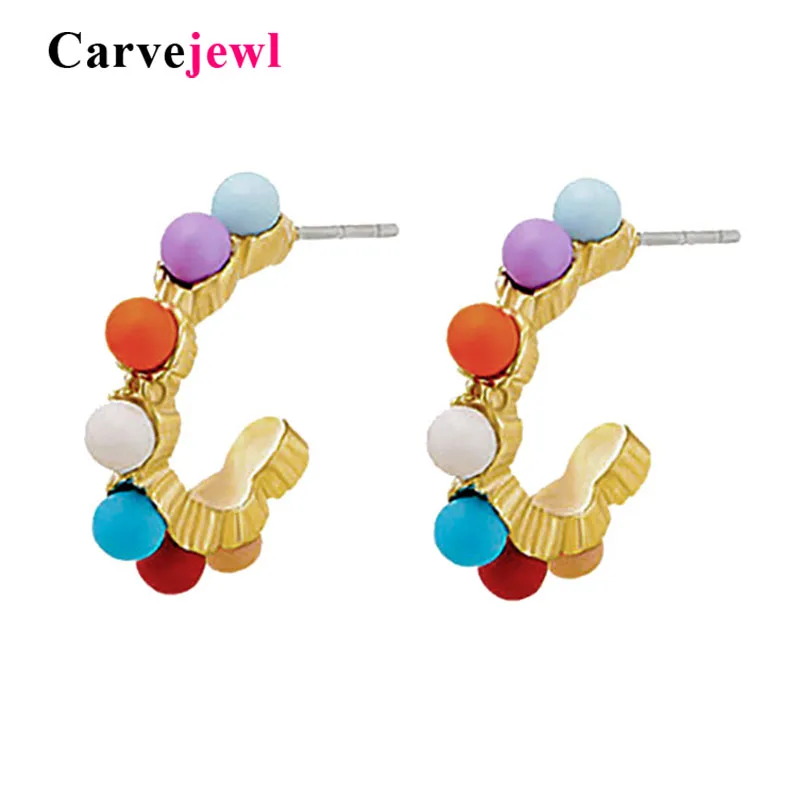 

Carvejewl Ethnic Bohemia small Loop Earrings Party Jewelry Circle Creole Hoop Earrings Multi Color Seed Beads Earrings girl gift