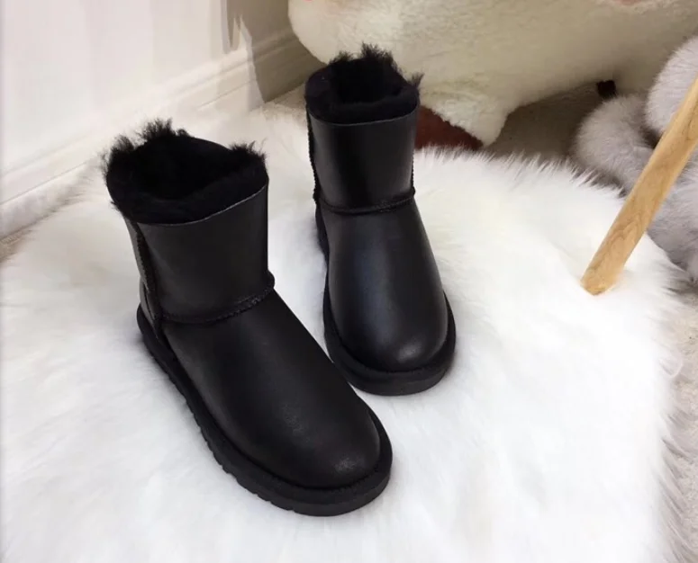 Metal black Г., модные женские зимние сапоги из натуральной овечьей кожи зимние сапоги на натуральном меху теплые шерстяные женские зимние сапоги ботильоны - Цвет: Metal black