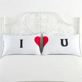 

1 Pair 74*48*2cm Creative Couple Lover Throw Pillows Letter Heart Bird Printed Decorative Marriage Pillow Case Pillow Cover Gift