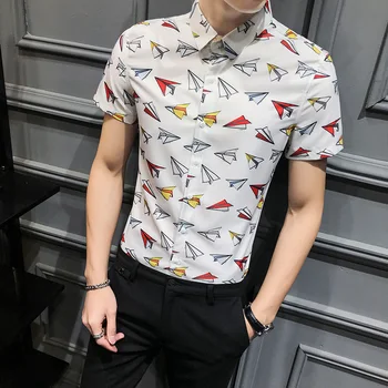 

High Quality Men Shirt Short Sleeve Fashion 2020 New Digital Print Mens Casual Shirts Slim Fit Young Man Blouse Men Clothes 3XL