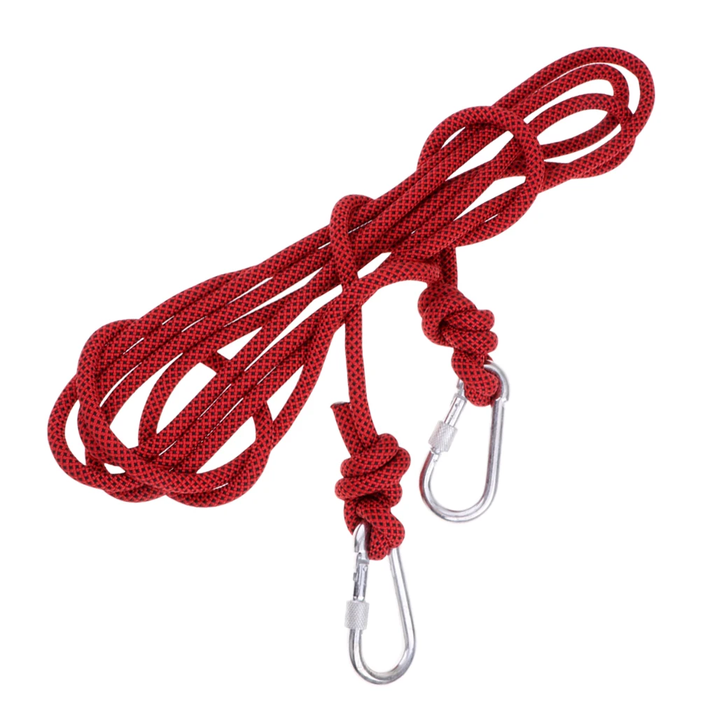 6mmx10m Climbing Auxiliary Rope Static Sling Fall Protection Safety Gear Descending Backpacking Roofing - Color: Red