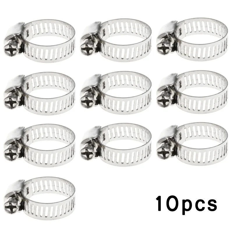 

10Pcs 3/8-5/8 Stainless Steel Drive Hose Clamp Fuel Line Worm Clips Adjustable