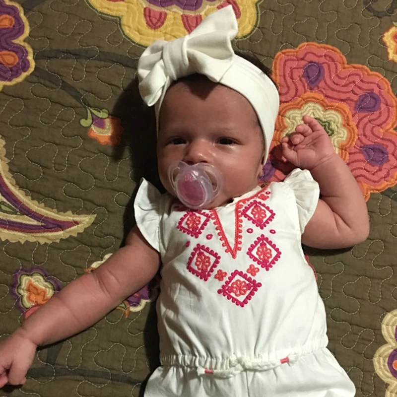 Повязка на голову с бантом для новорожденных вязаные хлопковые детские