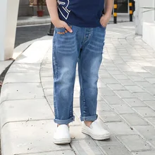 Новые стильные штаны для мальчиков, джинсы в Корейском стиле для больших мальчиков, ковбойские брюки с заплатками