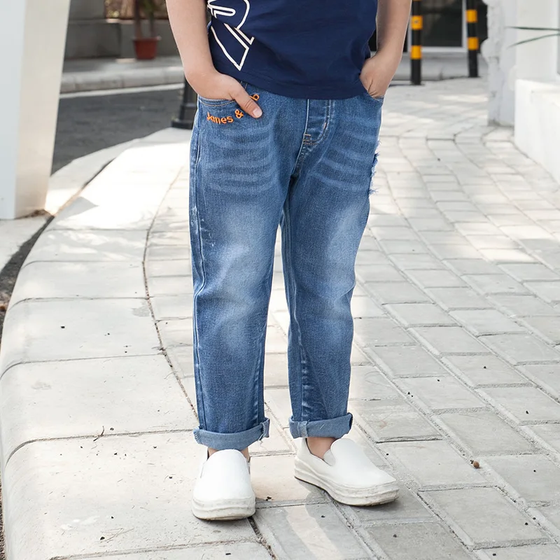 

2019 New Style BOY'S Pants Korean-style Big Boy Jeans Patch Cowboy Trousers