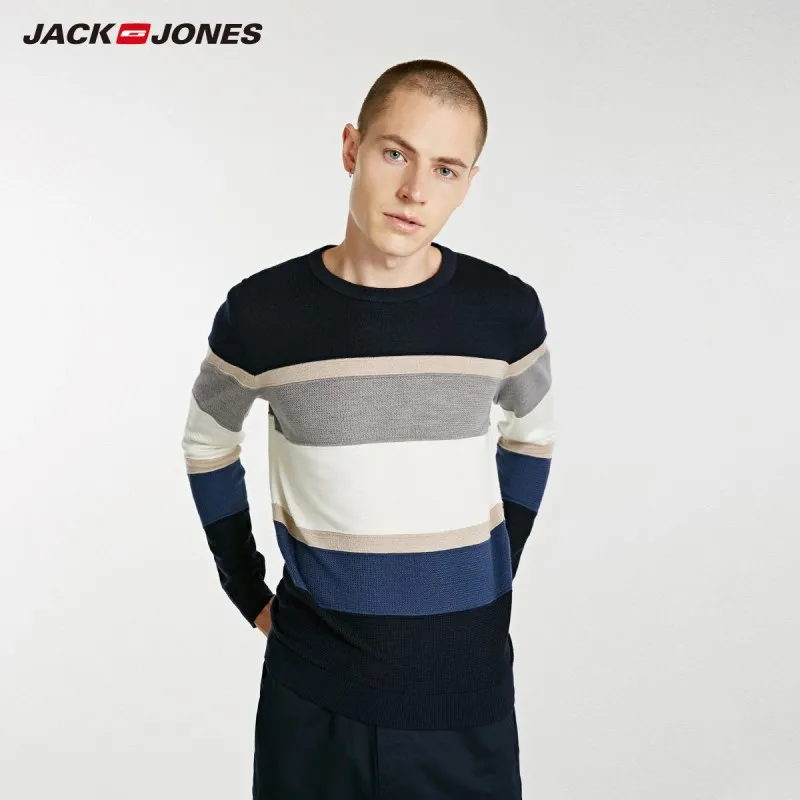 JackJones осенние мужские базовые полосатые шерстяные свитера пуловер Топ Новая