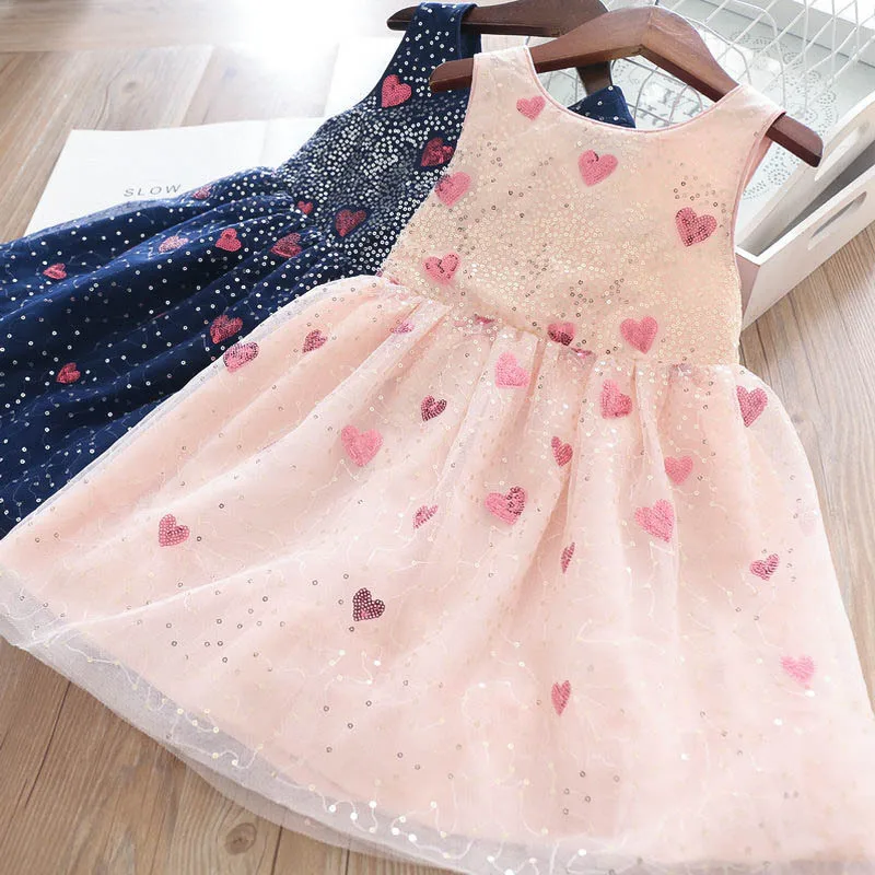 Babyinstar Kids Dresses for Girls Heart Sequins Party Dress for Girl Costume Princess Dress Chlidren Clothing Kids Costume