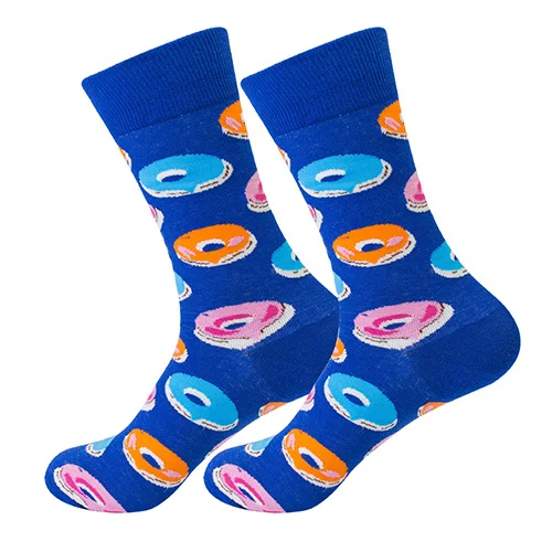 1 пара разноцветных носков из чесаного хлопка с рисунком акулы, черепа, длинные носки для счастливых мужчин, новые повседневные носки для скейтборда - Цвет: 5