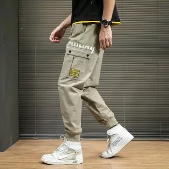 

Ins Japanese Spring Mens Harem Pants Streetwear Jogger Ribbons Trousers Men Hip Hop Sweatpants Trousers Letter Korean Printed