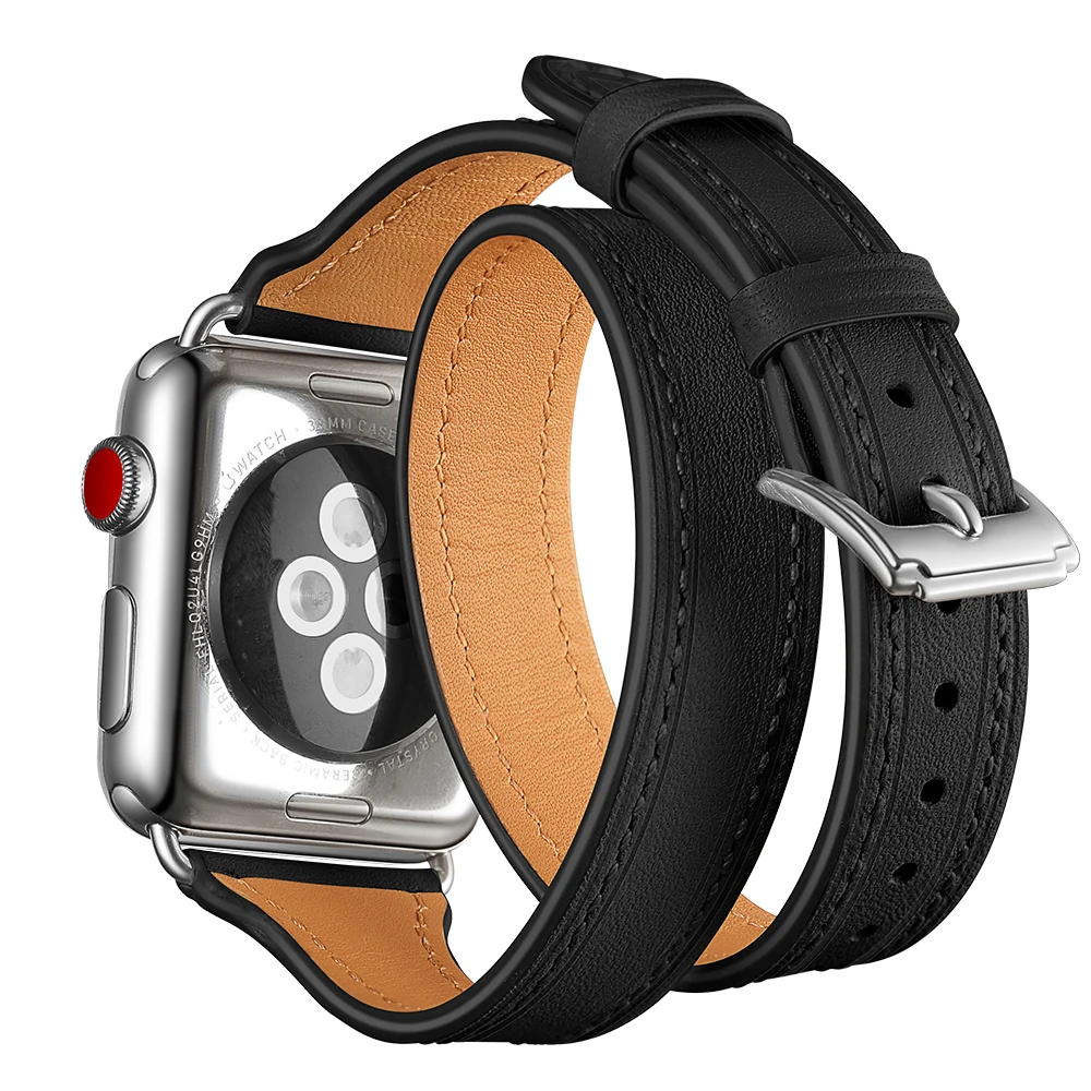 Двойной ремешок для Apple Watch Series 4 3 2 1 кожаный сменный Браслет iWatch 42 мм 38 40 44 |