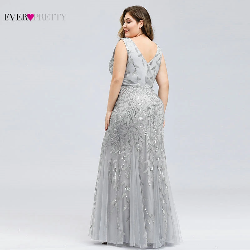 Elegant Plus Size Prom Dresses Long Ever Pretty Robe De Soiree Mermaid V Neck Sequined Wedding Party Gowns Vestidos De Fiesta