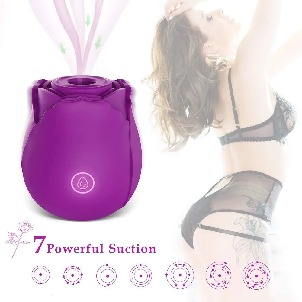 Rose Nipple Sucking Vibrator With 7 Intense Suction G-spot Clit Sucker Stimulator Sex Shop Machine Adult Toy Women Silicone 1