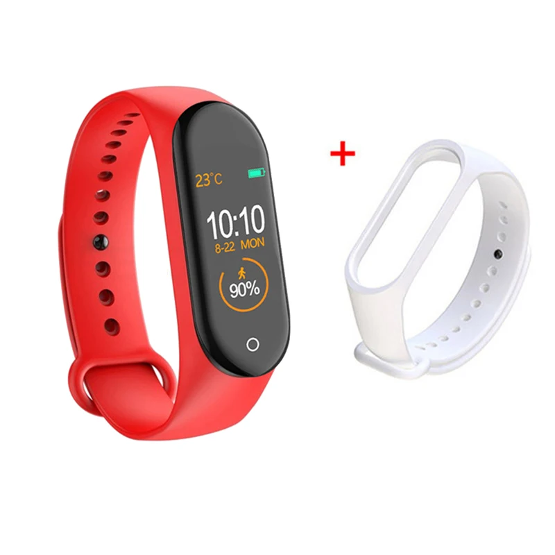 Red with strap 3 M4 смарт-браслет часы 4 фитнес-трекер Спорт Пульс монитор смарт-ленты кровяного давления здоровье браслет PK M3 band 4 - Цвет: Red with strap 3