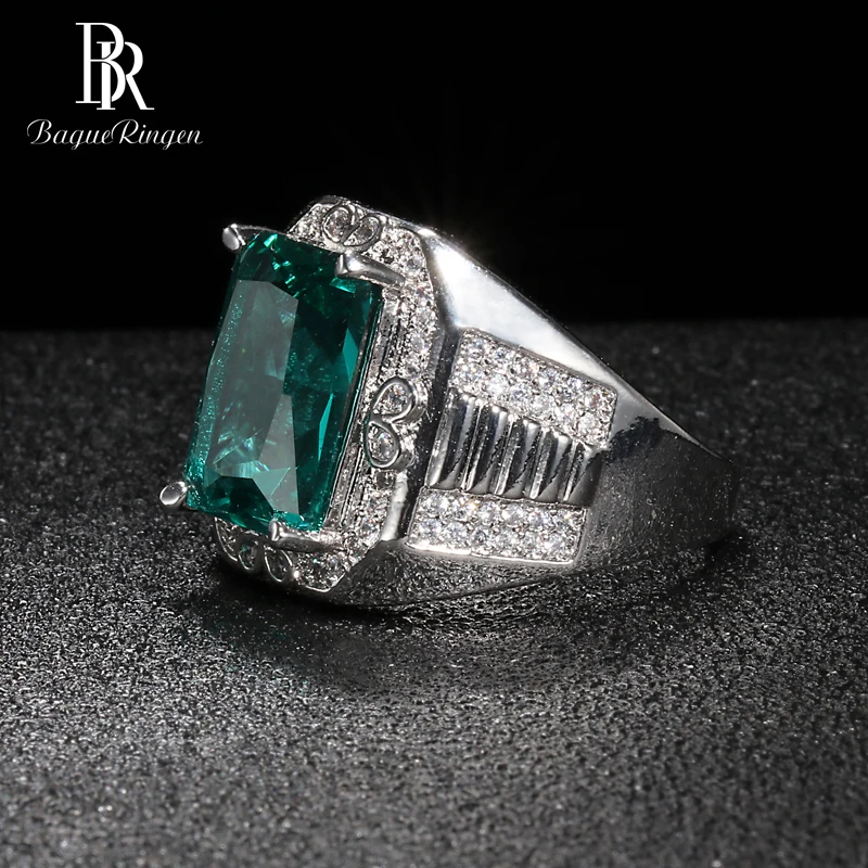 Bague Ringen, роскошные ювелирные украшения, серебро 925, кольцо для женщин, прямоугольные драгоценные камни, геометрические изумруды, Женский Подарок на годовщину