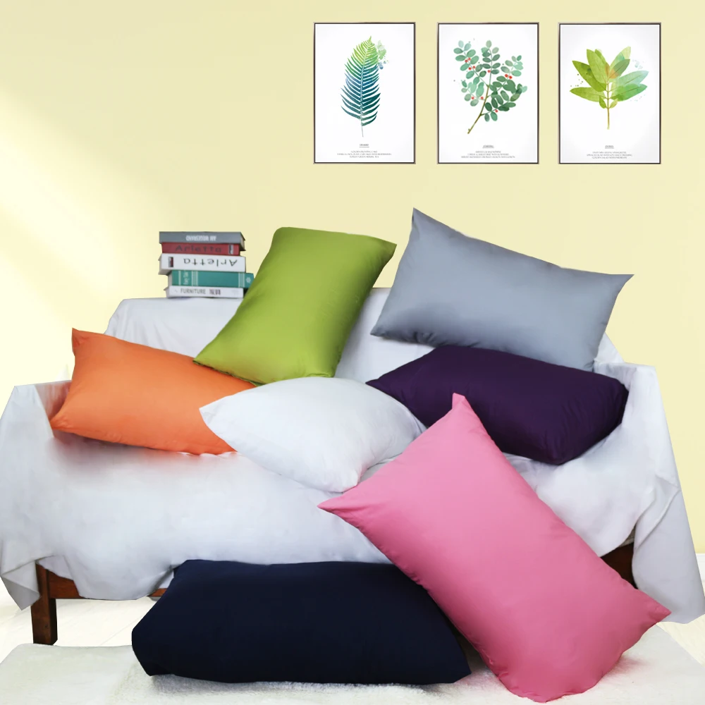 Full Cotton Long Pillow Case Plain Color Twill Pillow Cover 50 70 Bed Pillow Protector with