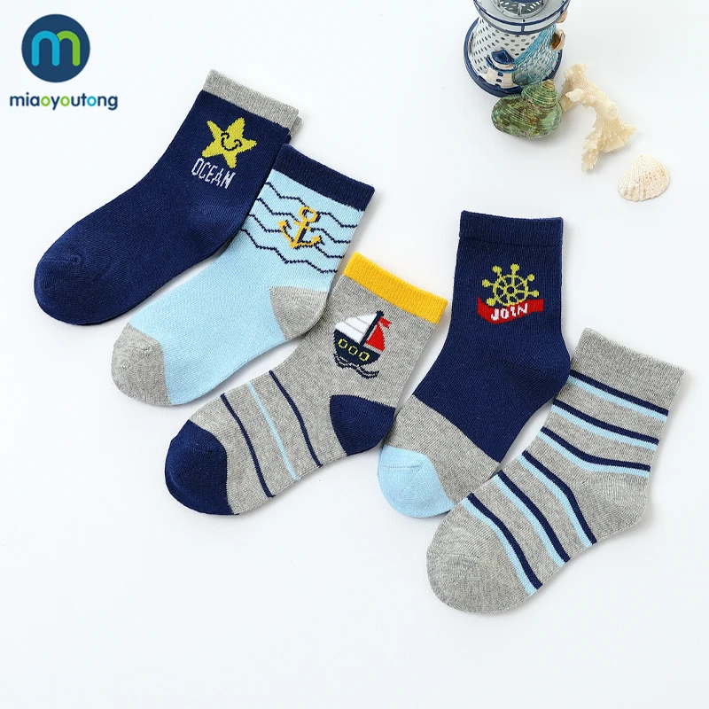 5 Pairs/Lot Boat Cartoon Soft Cotton Baby Boy Kids Childrens Socks For Girls New Years