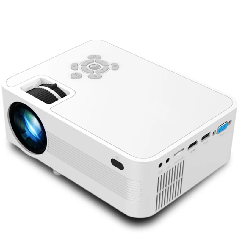 

Portable Projector JVP600 1080P HD Projector Home Mini Theater Cinema Multimedia with AV Cable Remote Control Office Projector E