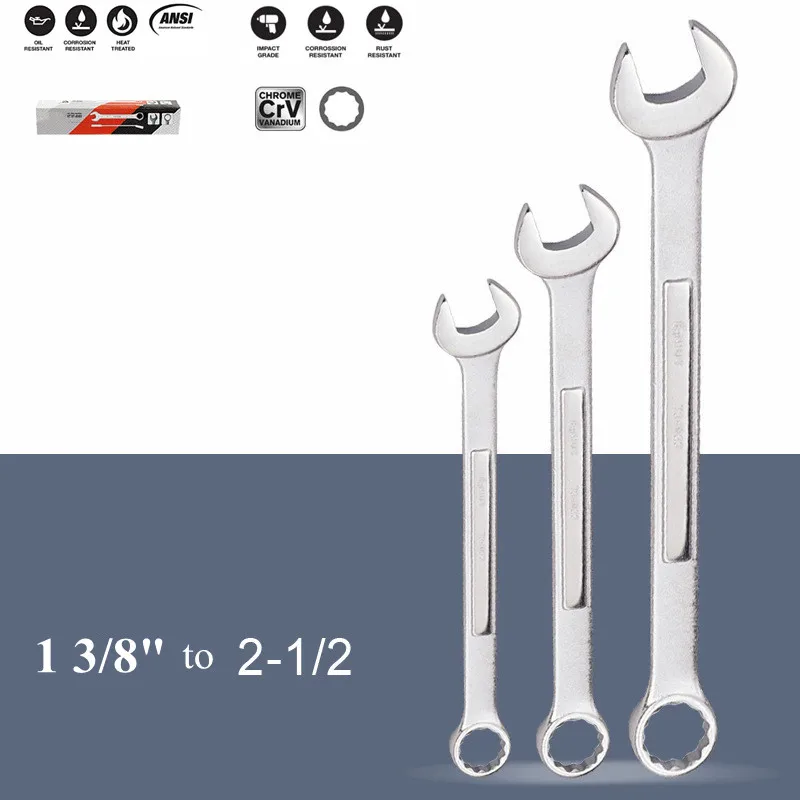 

Germany Imported Combination Wrench 1-1/2" 1-3/4" 2" 2-1/2 Inch Plum Blossom Open Spanner Torque Wrenches Hand Repair Tools
