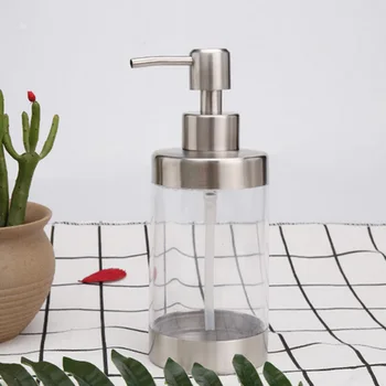 

350ml Stainless Steel Bottle Transparent Soap Dispenser Shampoo Lotion Container Pump Bathroom Fixture Hardware