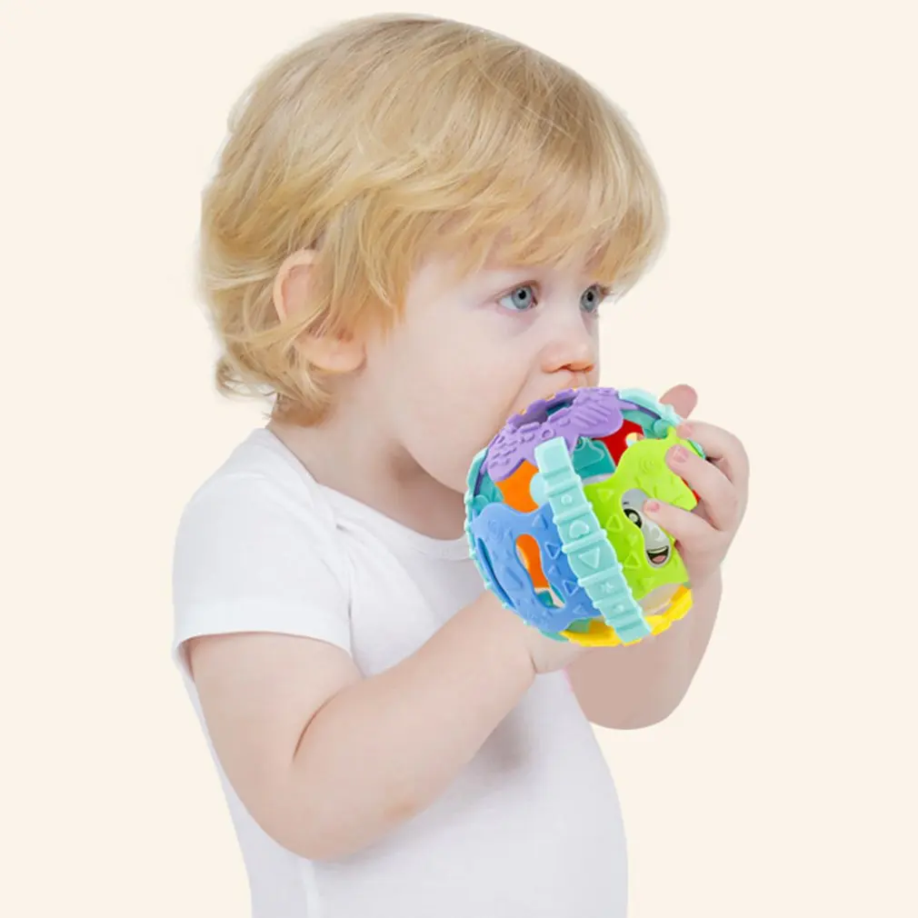 Игрушка детская погремушка мягкая резина может укусить руки ловить мяч игрушка со звуком и светильник мяч для фитнеса новорожденный
