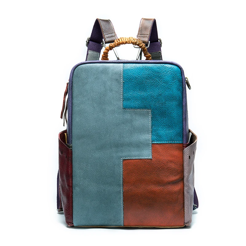 031colorful Женский кожаный рюкзак WESTAL из натуральной кожи mochila для путешествий, школьный рюкзак через плечо для подростков 031 - Цвет: 031colorful