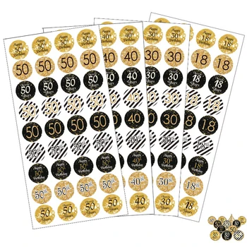 

Black Gold Happy Birthday Party Stickers 30th Birthday Party Decorations Adult 30 40 50 60 70 80 Gift Packing Sealing Lables