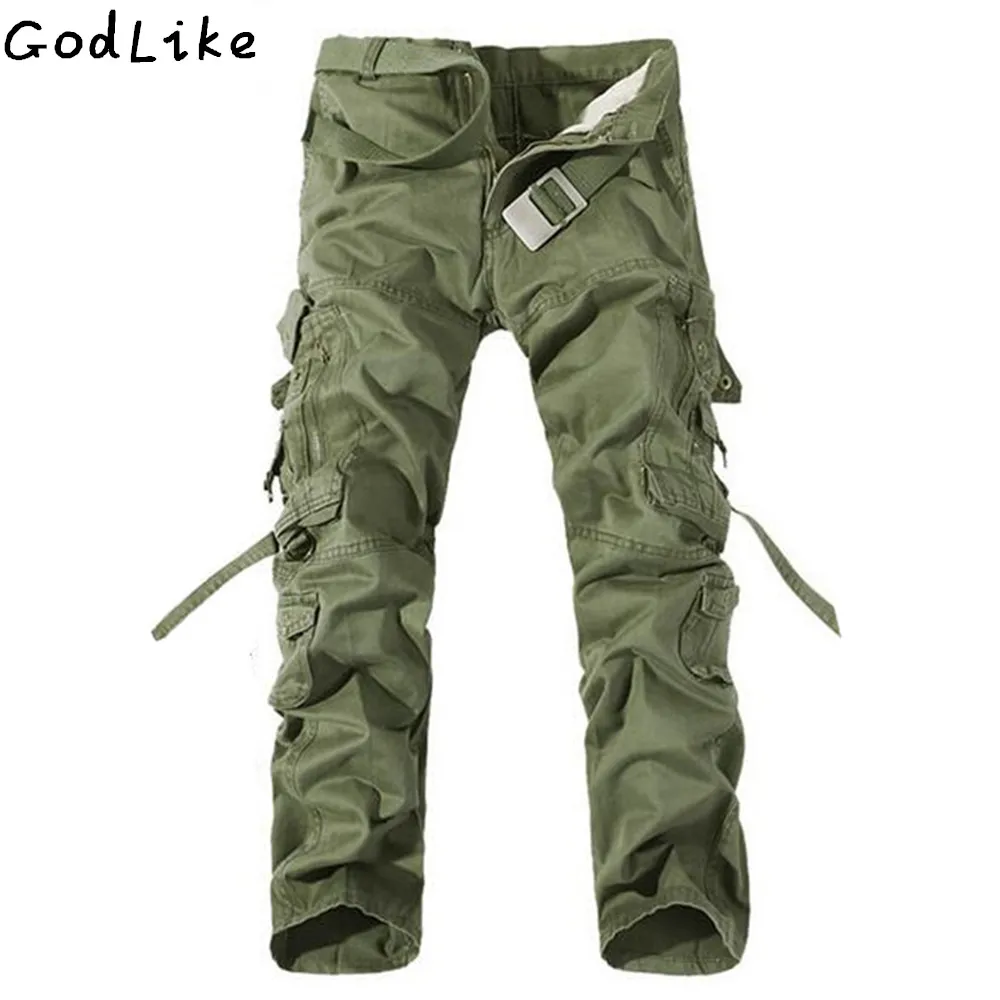 Billig Neue 2019 Männer Cargo Hosen armee grün große taschen dekoration mens Casual waschen hose männlichen herbst armee hosen plus größe 40