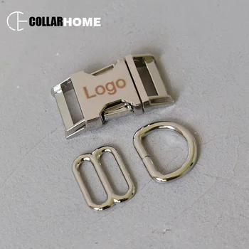 

100 sets engrave logo ID metal buckle 25mm D ring buckle for DIY dog collar party decoration sewing accessories adjuster slider