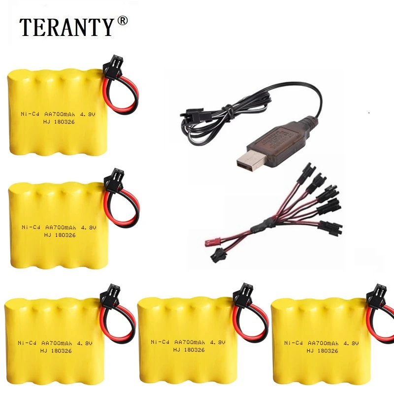 

(SM Plug) Ni-CD 4.8v Battery + USB Charger For Rc toys Cars Tanks Robots Boats Guns 4* AA 700mah 4.8v Rechargeable Battery Pack
