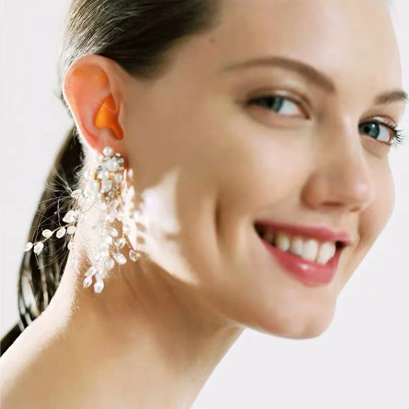 Yhpup, изысканные серьги с искусственным жемчугом и кисточками, женские серьги с кристаллами из горного хрусталя, ювелирные изделия для свадебной вечеринки, подарок, новинка